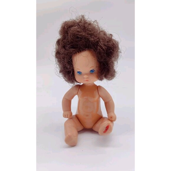 Vintage 1976 Vintage Heart Family Baby Toddler Doll? Mattel Brown Wavy Hair 4.5" - Picture 12 of 15